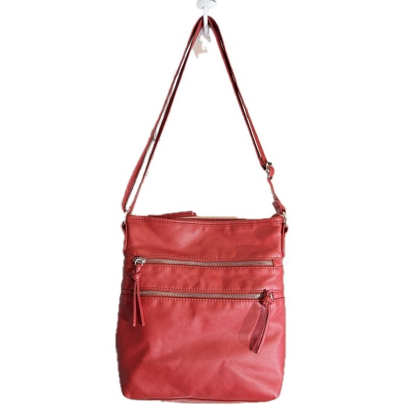 Bueno Crossbody Red Shoulder‎ Bag Purse Multi Zip - Picture 13 of 15